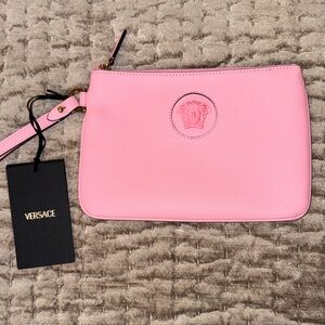 Versace Light Pink Wristlet Clutch and dust bag